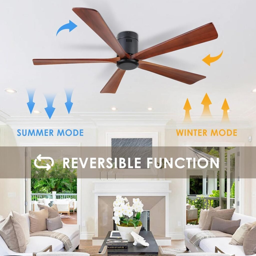 60 Wood Ceiling Fan with Lights and Remote - Outdoor Ceiling Fan for Covered Patios with 3 Walnut Wood Blades, Modern Farmhouse Ceiling Fan Light Fixture for Indoor/Outdoor