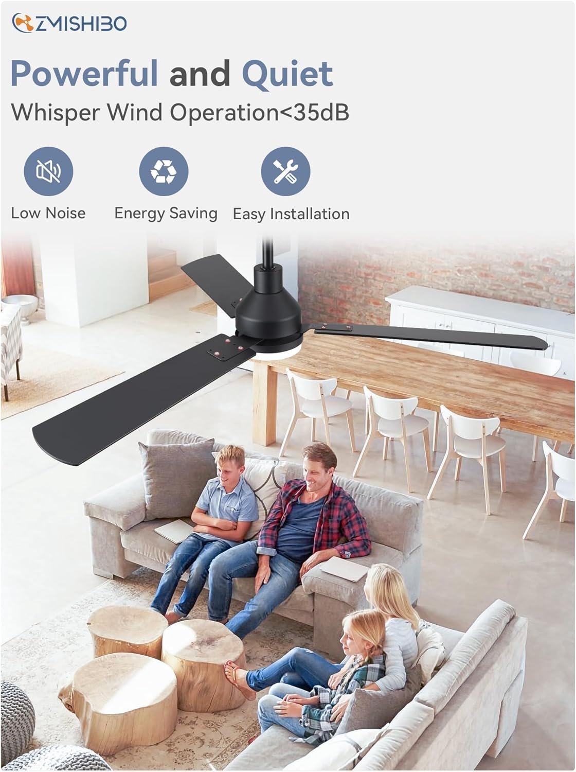 ZMISHIBO 52 Inch Ceiling Fan with Light Remote Control Review