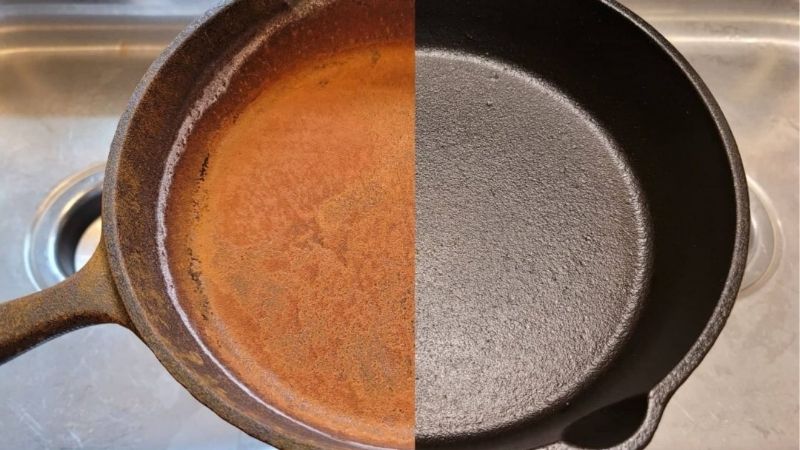 how to remove rust from cast iron